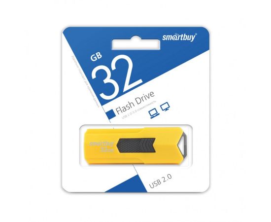 699089 - Флэш-диск (флэшка) USB Smartbuy 32GB STREAM Yellow выдвижной разъем (SB32GBST-Y) (1)