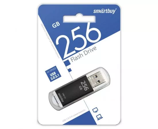 792238 - Флэш-диск (флэшка) USB UFD 3.0 Smartbuy 256 GB V-Cut Black (SB256GBVC-K3) (1)