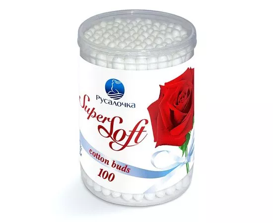 100573 - Ватные палочки 100шт/уп, стакан SUPER SOFT 70154 РУСАЛОЧКА (1)