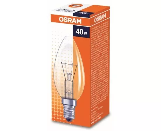 28363 - Лампа накал. OSRAM B E14 40W свеча прозрачная 4008321788641 (1)