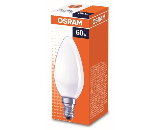28366 - Лампа накал. OSRAM B E14 60W свеча матовая 4008321410719 (1)