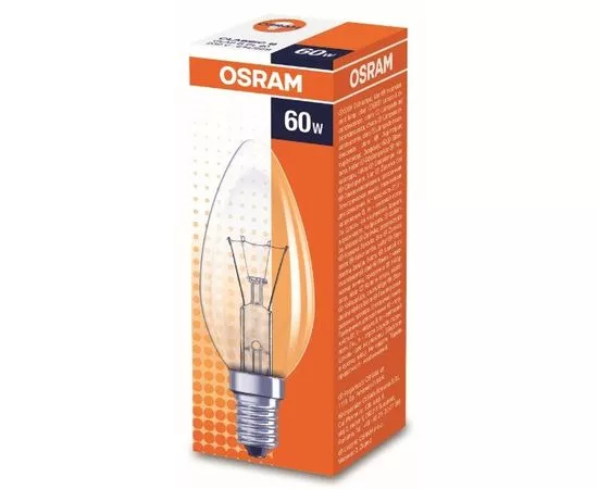 28367 - Лампа накал. OSRAM B E14 60W свеча прозрачная 4008321665942 (1)