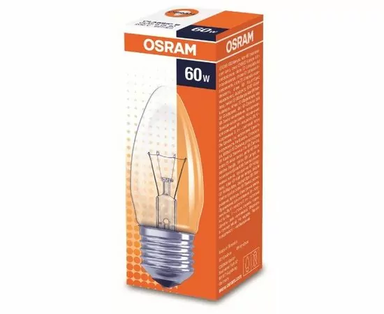 28369 - Лампа накал. OSRAM B E27 60W свеча прозрачная 4008321665973 (1)