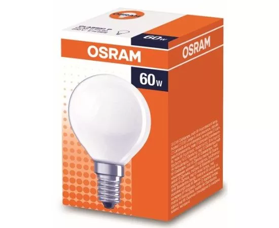 28378 - Лампа накал. OSRAM P E14 60W шар матовая 4008321411501 (1)