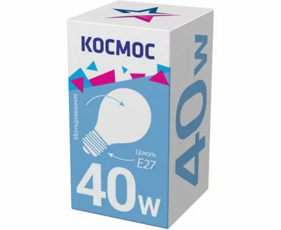 28720 - Лампа накал. Космос A55/A50 E27 40W ЛОН матовая (1)