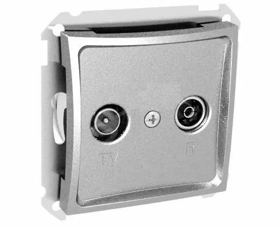 29104 - Schneider Дуэт мех. роз. TV-R СУ 2 мест. серебр. (RG6+RJ11, одиночная) WDE000393 (+) (1)