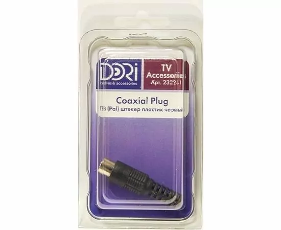 40873 - Штекер антенный пластик без пайки черн BL 2322-1 Дори (1)