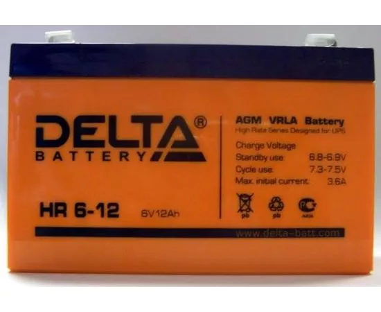 97082 - Аккумулятор 06V 12Ah Delta HR 6-12 151x50x100 (1)