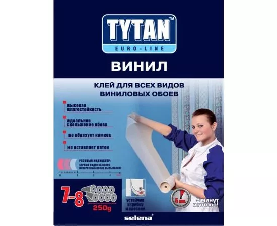 582813 - Tytan (Титан) Euro-line Винил клей д/всех видов виниловых обоев (с индикатором) 250г, арт.7017169 (1)
