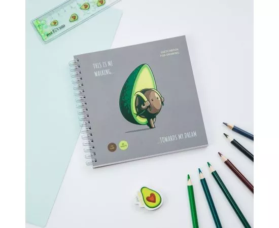 829543 - Скетчбук 60л., 150*150 MESHU Avocadreams, на гребне, 120г/м2, выб. лак, soft-touch 337359 (1)