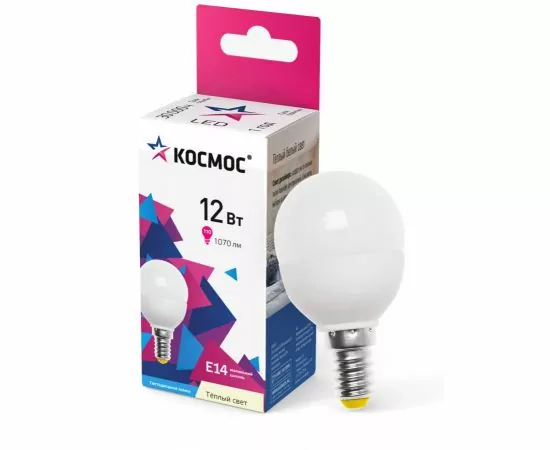 830072 - Космос шар  E14 12W (1070lm) 3000K 2K матов. 90x45 LkeLED12wGL45E1430 (1)