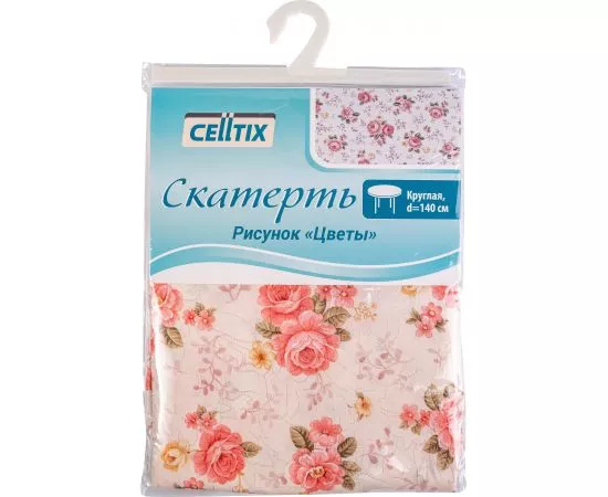 757716 - CELLTIX Скатерть круглая d= 140см полиэстер, Цветы, E1M (2)