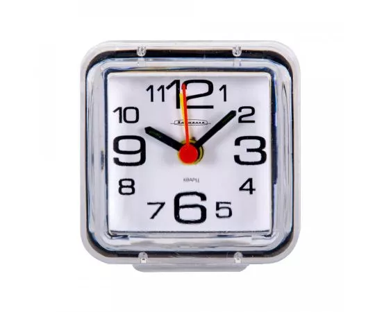 833105 - Часы-будильник Волжанка ЧБ-1-001, 7*7*4см, пластик, дискретный ход (АА*1шт нет в компл) (1)