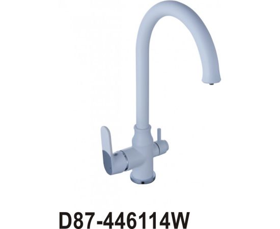 831393 - DIADONNA Смеситель для кухни (Lt) биканальный трубч.излив, кер.картр.35мм, гайка, белый, D87-446114W (1)