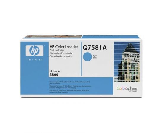 320564 - Картридж лазерный HP (Q7581A) ColorLaserJet CP3505/3800, голубой, ориг., ресурс 6000 стр. (1)