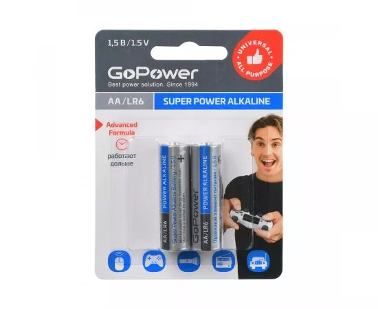 837727 - Элемент питания GoPower LR6 BL2 Alkaline 1.5V (1)