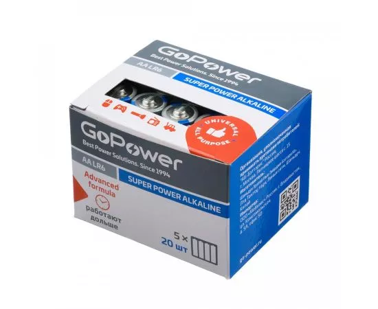 837729 - Элемент питания GoPower LR6 BOX20 S4 Alkaline 1.5V (1)