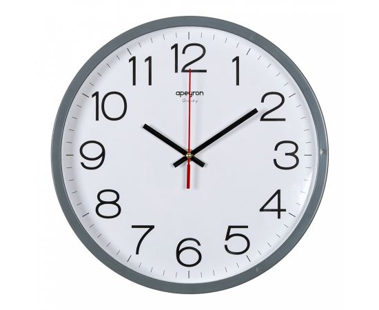 821517 - Часы настенные Apeyron бесшумн круг d300 серый пластик плавный ход (1x АА Нет в компл) PL213032 (1)