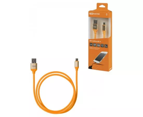 826284 - TDM Дата-кабель ДК 13 USB - micro USB 1 м силиконовая оплетка оранжевый SQ1810-0313 (1)