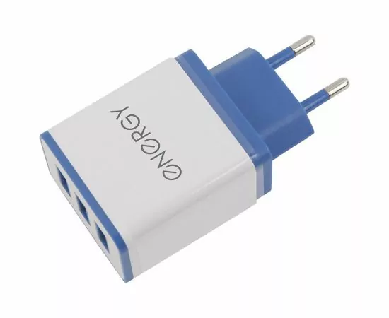 838832 - Блок питания 220V - 5V Energy ET-34, 3 USB разъёма, 2,1А, белый (1)