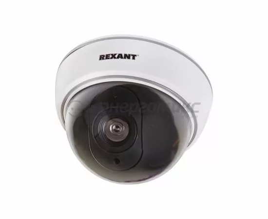 610126 - REXANT Муляж видеокамеры внутр.уст. купольная (белая) миг.кр.LED 2хAA+шурупы+наклейка 45-0210 (1)