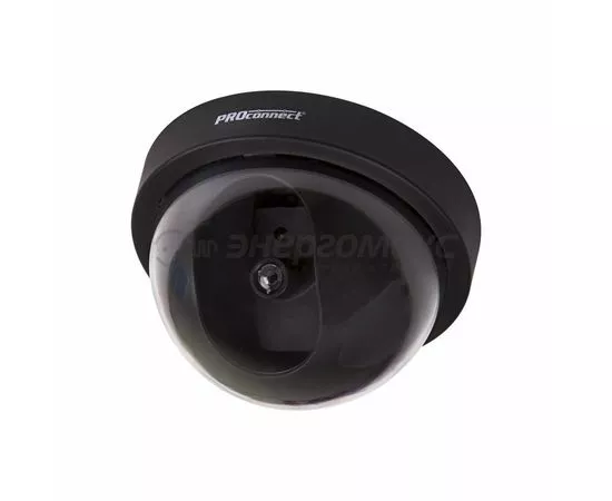 610128 - PROCONNECT Муляж видеокамеры внутр.уст. купольная (черная) миг.кр.LED 2хAA+шурупы+наклейка 45-0220 (1)
