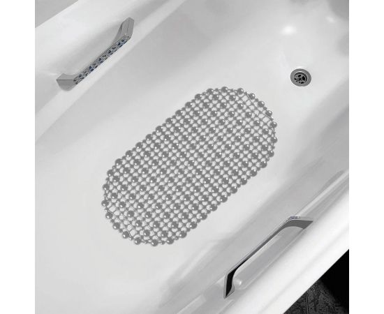 836230 - Коврик для ванной на присосках Комфорт 65*36см, ПВХ, серый, овальный 6922 Вилина (1)