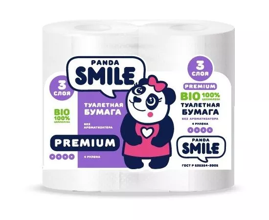 841196 - Туалетная бумага 3 слоя 4 рулона Классика SMILE (1)