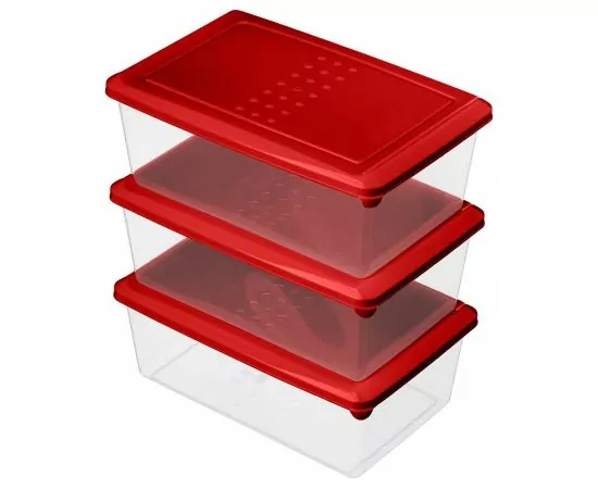848536 - Емкость д/хранения продуктов Asti набор 3шт (1,05л) прямоуг, красный 221100906/03 IDIland (1)