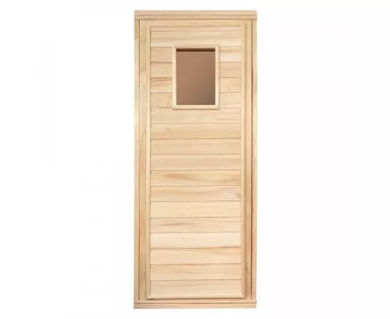 848705 - Дверь деревянная стекло 4 мм 20,2кг/1,7х0,7м липа/короб липа 34021 Банные штучки (1)