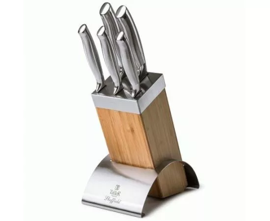 849276 - Набор ножей 6предм Шеффилд (5 ножей, подставка), ручки сталь TR-22000 Taller (1)