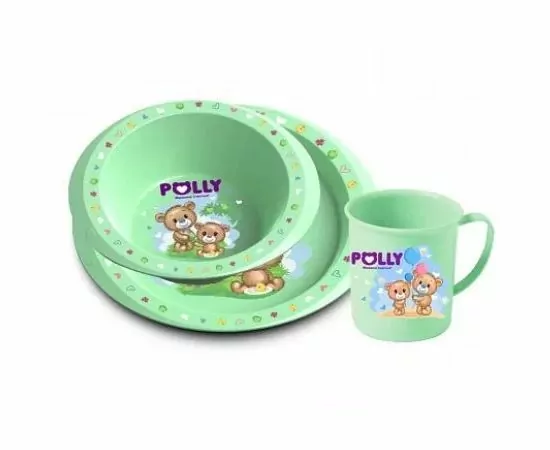 848859 - Набор детской посуды: тарелка 2 шт + кружка 1 шт Polly 433892100 Полимербыт (1)