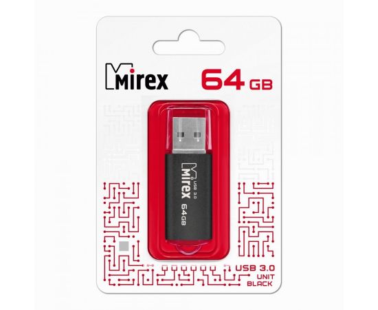 852534 - Флэш-диск USB 64Gb 3.0 Mirex UNIT BLACK (ecopack) (1)