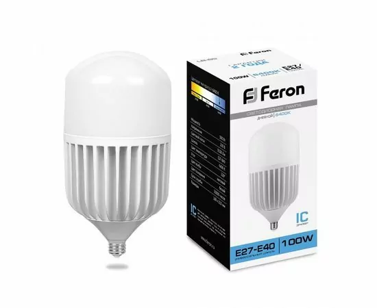 619952 - Feron лампа св/д высокомощн. E27-E40 100W(9100lm) 6400K 6K 274x160 LB-65 25827 (1)