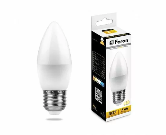 620042 - Feron свеча C37 E27 7W(560lm) 2700K 2K матовая 100x37, LB-97 25758 (1)