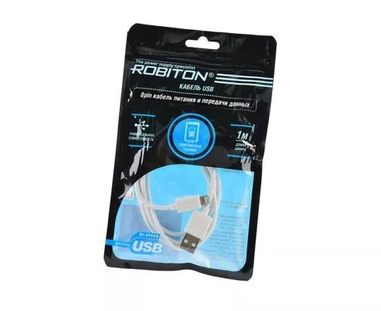 641268 - Кабель Robiton P7 USB(A)шт. - 8pin (iphone5) Lightning шт., 1м белый PH1, 14670 (1)