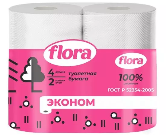850615 - Туалетная бумага 2 слоя 4 рулона лесные ягоды FLORA (1)