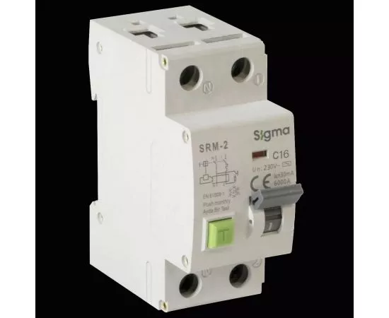 852823 - SIGMA Electric дифф. автоматический выкл. АВДТ SRM-2 2P С16 30мА, тип AC, 6кА, эл. мех. SRM2016030 (1)