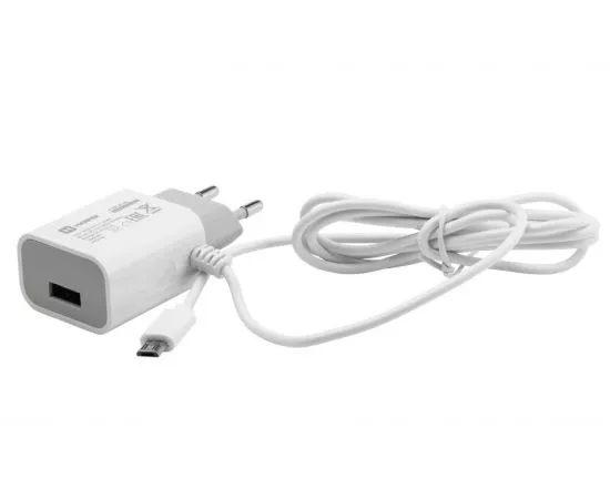 725556 - Сет. адаптер/зарядник/блок пит. HARPER WCH-5113 white 220V-5V microUSB (2.1A) шнур+гнездо USB, белый (1)