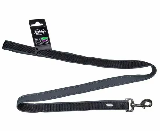 860116 - Поводок для собак NOBBY CLASSIC PRENO 20-25мм*120см нейлон черный серый 85512 (1)
