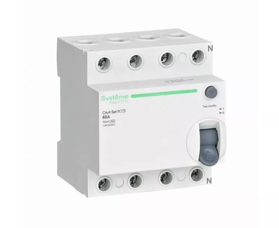 853936 - Systeme electric City9 выкл. дифференц. тока (УЗО) ВДТ 4P 40А 30мА, тип AC, 6кА, эл. мех. C9R36440 (1)