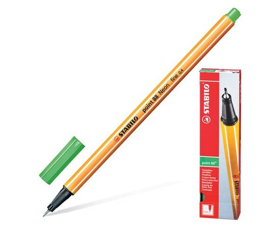 745694 - Ручка капиллярная STABILO Point 88, ЦВЕТ ЛИСТВЫ, корпус оранжевый, линия письма 0,4 мм, 88/43 (1)