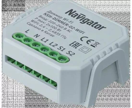 790107 - Navigator Smart Wi-Fi диммер реле (контроллер) 2х100W 2,4ГГц 46х46х18 NSH-DIMMER-02-WiFi 82636 (1)
