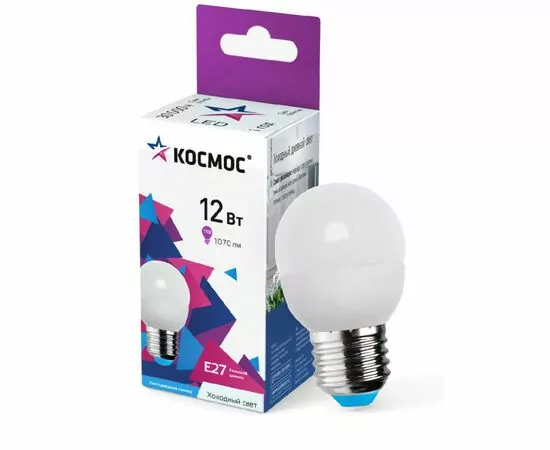 844749 - Космос шар  E27 12W (1070lm) 6500K 6K матов. 90x45 IC драйвер LkeLED12wGL45E2765 (1)