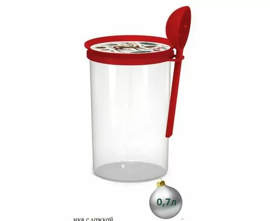 872075 - Банка для сыпучих продуктов с ложкой 0,7л Сказочный лес 433069100 Полимербыт (1)