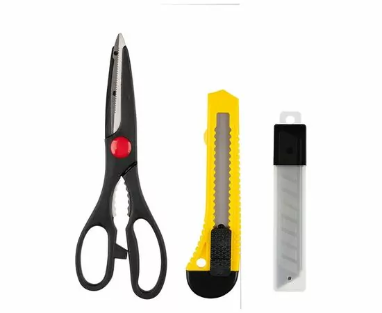 870372 - Набор инструментов 7 предметов (ножницы, нож технич, лезвия) 105597 (1)