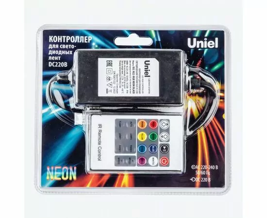 870576 - Контроллер для упр. с/д лентами ULS-N22 RGB NEON 220V, ДУ чёрный ULC-N22-RGB NEON BLACK Uniel (1)