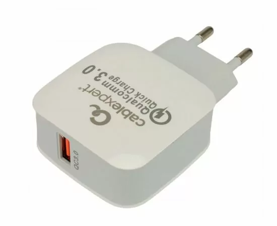 867197 - Зарядное устройство Cablexpert 18Вт, 3А, QC3.0, 1 порт USB, белый, пакет (1)