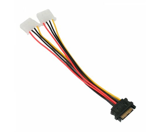 867210 - Кабель питания SATA Cablexpert, Sata 15pin/2x Molex 4pin, медный проводник, 20см, пакет (1)