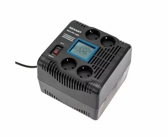 867698 - REXANT стабилизатор напряжения портативный REX-PR-1000 релейный 1ф. 1000ВА (800Вт), 160-260В, 8% (1)